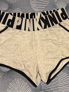 PINK Victoria's Secret Heather Gray Athletic Shorts with Black Trim